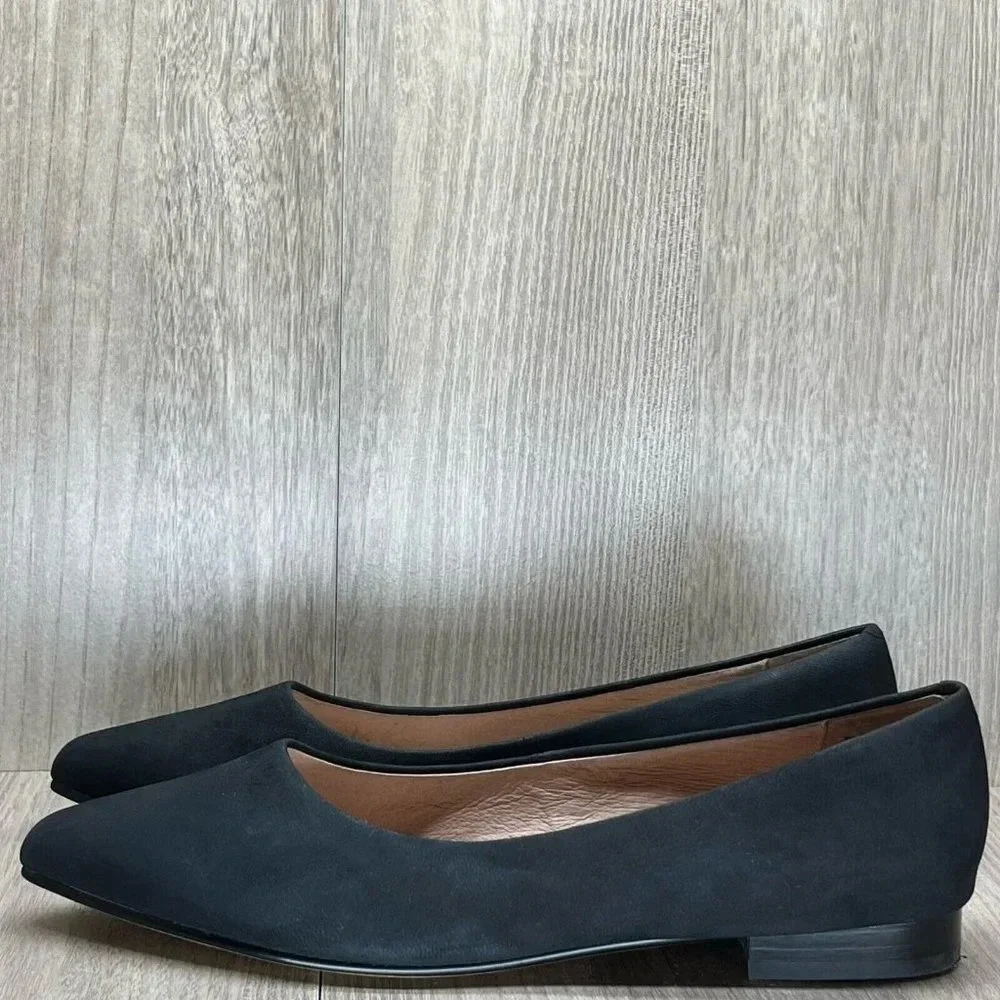 Caslon Shoes Womens Sz 7M Laurel Pointed Toe Water Resistant Flats Leather Black - Picture 3 of 12